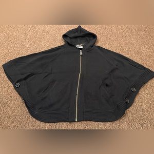 NWT Queen Collection S Poncho Sweater Womens Oversized Black Hooded Cotton Knit